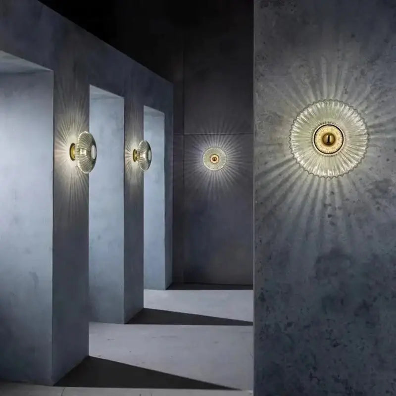 Modern gold glass ripple led wall lamps for bedroom decoration