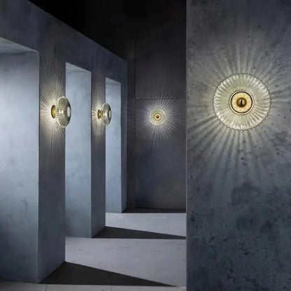 Modern gold glass ripple led wall lamps for bedroom decoration