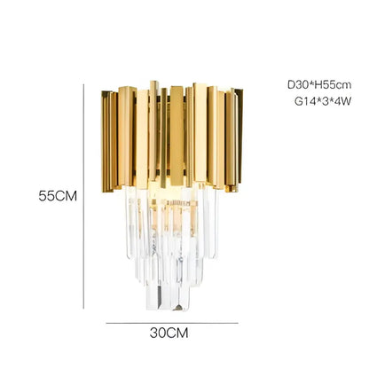 Modern gold glass rod crystal wall sconce bedroom light