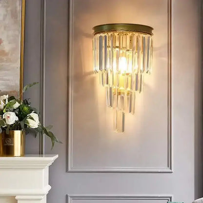 Modern gold glass rod crystal wall sconce bedroom light