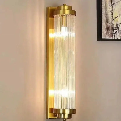 Modern gold glass rod crystal wall sconce bedroom light