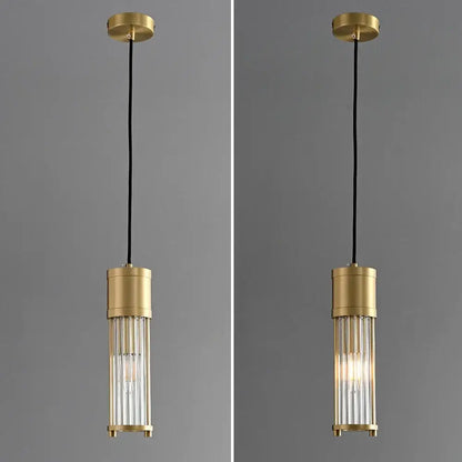 Modern gold glass shade pendant lights kitchen island cylindrical rods