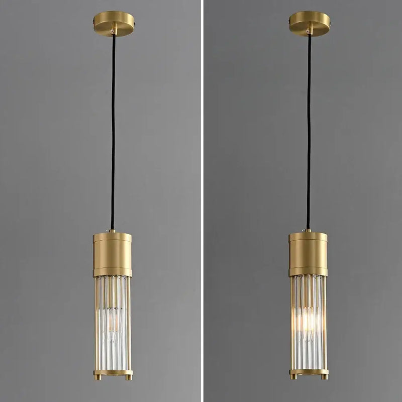 Modern gold glass shade pendant lights kitchen island cylindrical rods