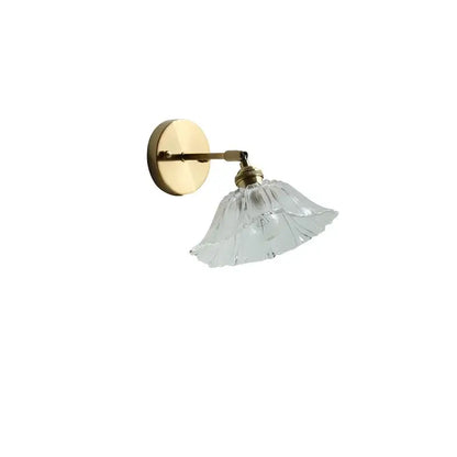 Modern gold glass shade wall light with bedroom pull chain