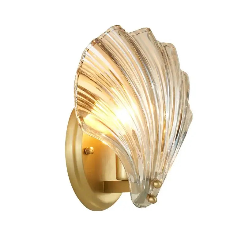 Modern gold glass shell led wall lamp bedroom sconce
