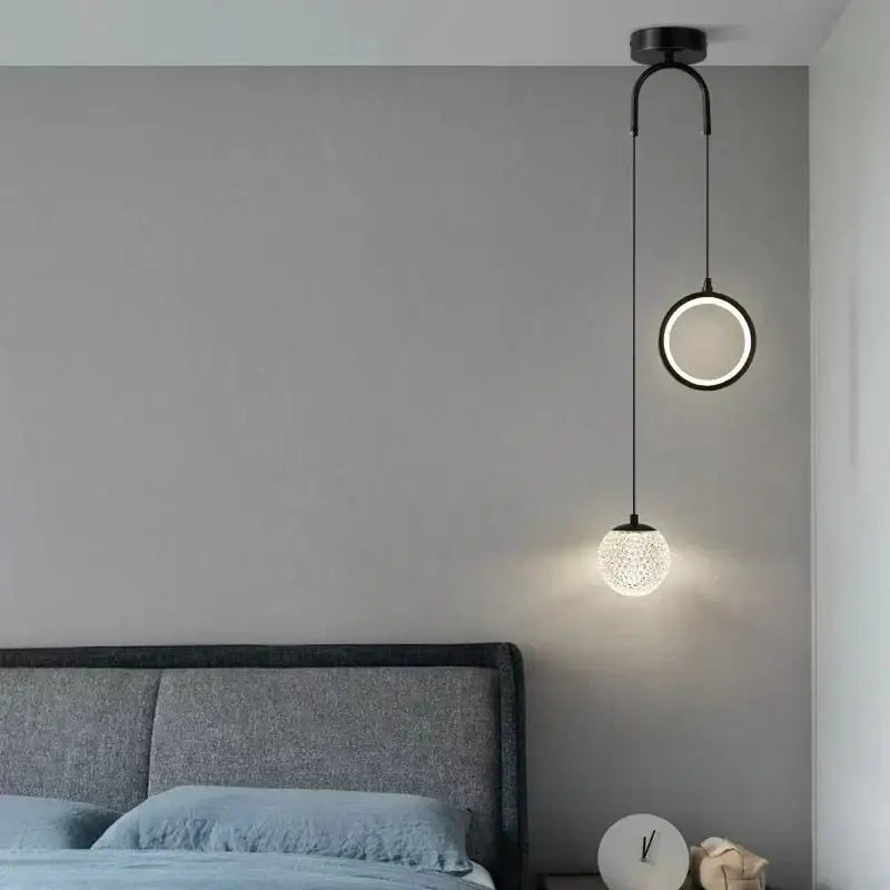 Modern gold glass starry led pendant lights for bedroom