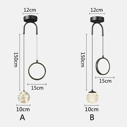 Modern gold glass starry led pendant lights for bedroom
