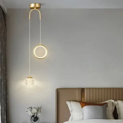 Modern gold glass starry led pendant lights for bedroom