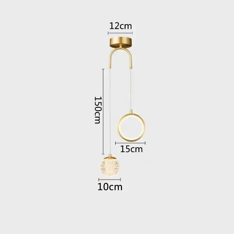 Modern gold glass starry led pendant lights for bedroom