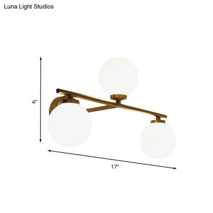 Modern gold globe opal glass wall lamp bedroom sconce