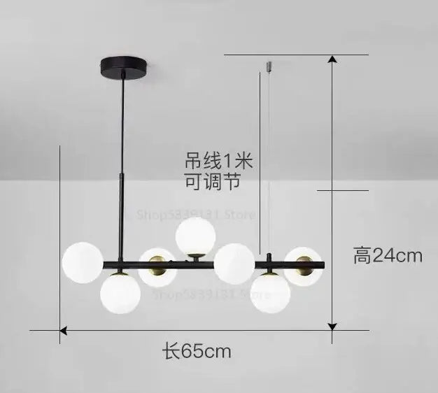 Modern gold globe pendant light chandelier – dining room adjustable