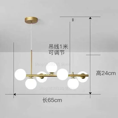 Modern gold globe pendant light chandelier – dining room adjustable