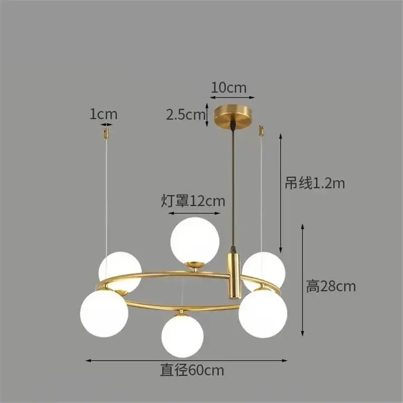 Modern gold globe pendant light chandelier – dining room adjustable