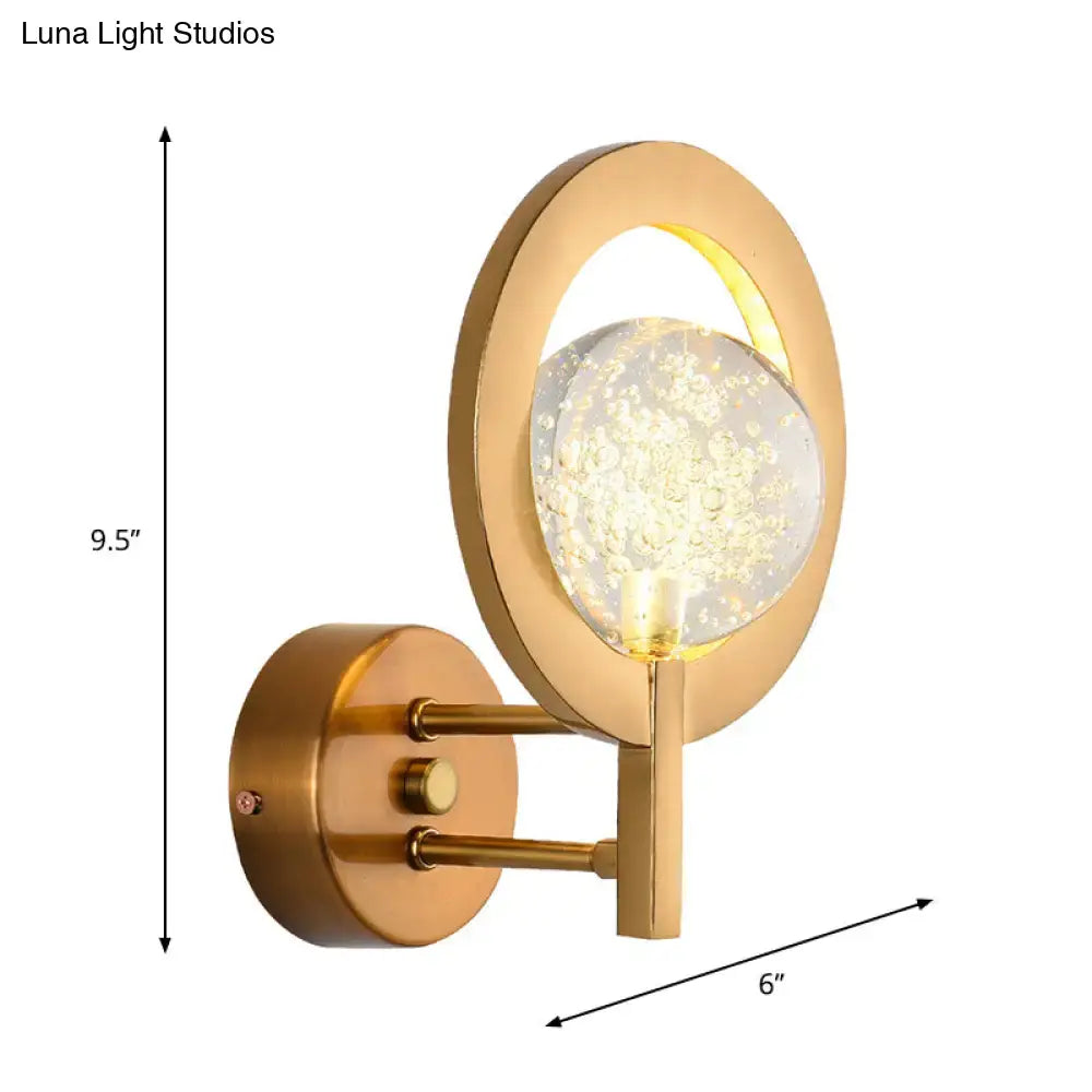 Modern gold globe wall lamp with clear crystal for bedroom 110v-120v
