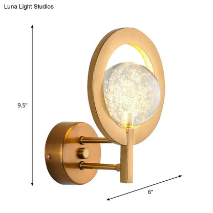 Modern gold globe wall lamp with clear crystal for bedroom 110v-120v