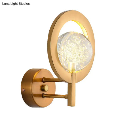 Modern gold globe wall lamp with clear crystal for bedroom 110v-120v