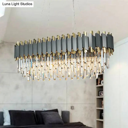 Modern gold & gray crystal light fixture – dining room chandelier