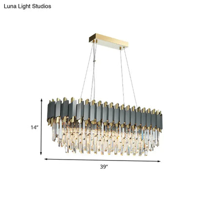 Modern gold & gray crystal light fixture – dining room chandelier