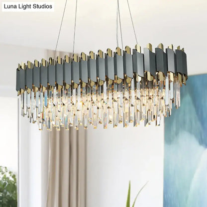 Modern gold & gray crystal light fixture – dining room chandelier