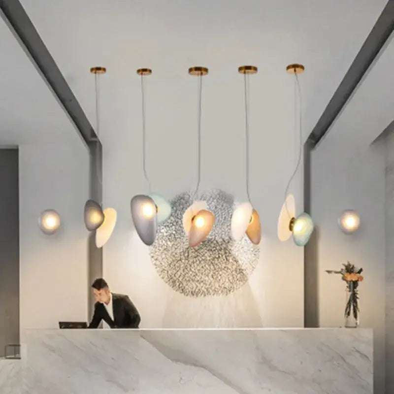 Modern gold & gray glass indoor pendant lights for dining room
