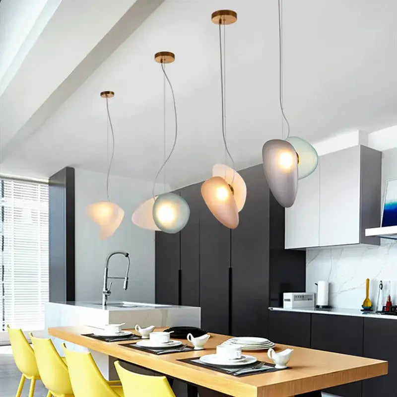 Modern gold & gray glass indoor pendant lights for dining room
