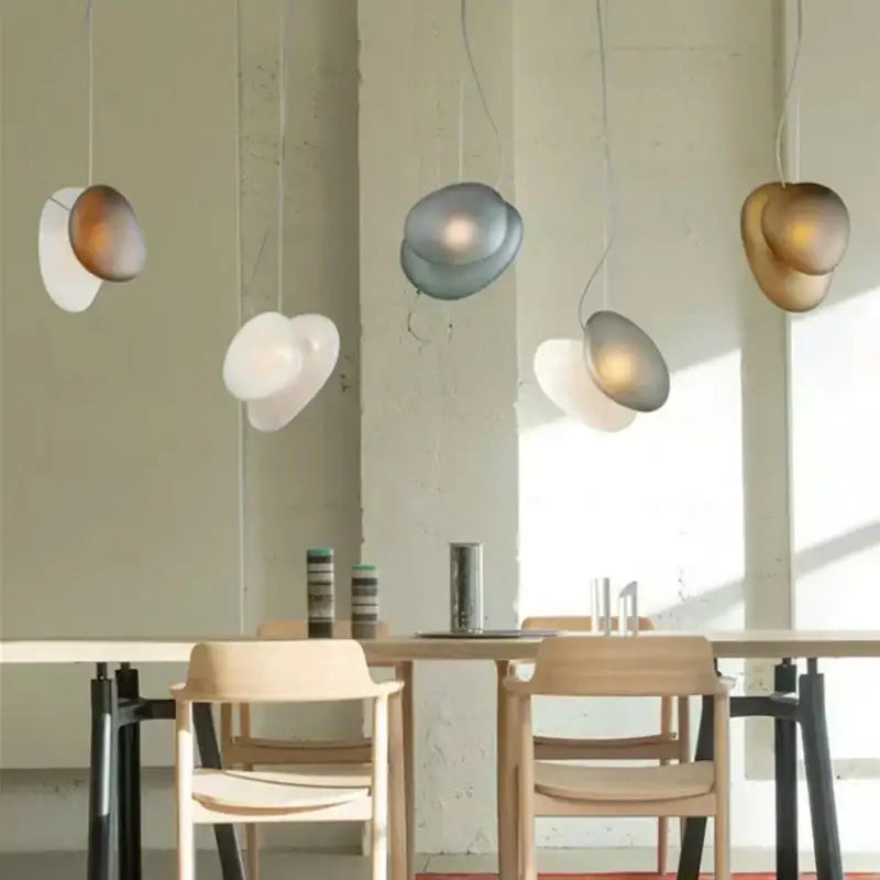 Modern gold & gray glass indoor pendant lights for dining room