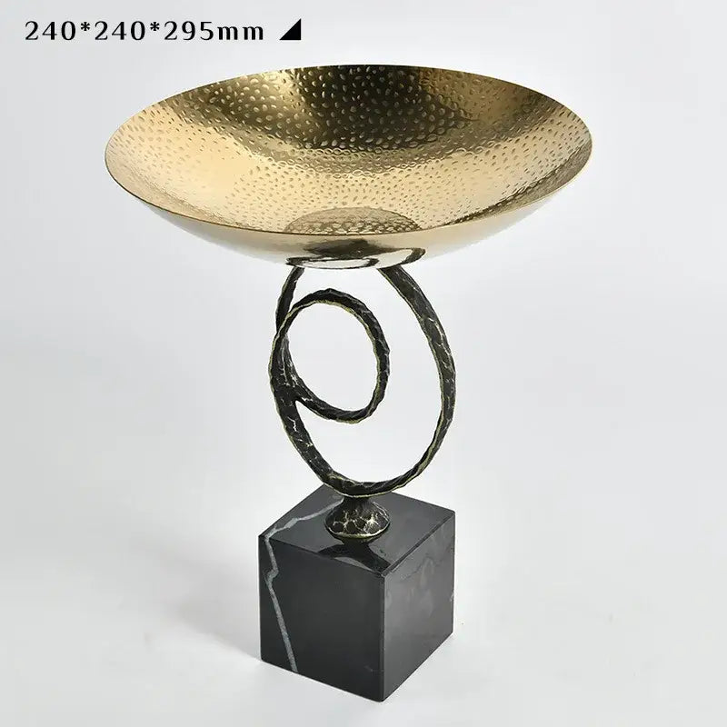 Modern gold hammered fruit bowl tray gold & black dining room