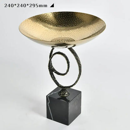 Modern gold hammered fruit bowl tray gold & black dining room