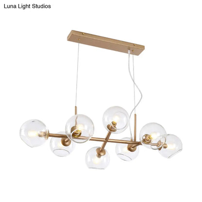 DecorBites™ Modern Gold Hanging Light Kit with Clear Glass Orb Shade - 8 Bulbs, Ideal for Dining Room or Island