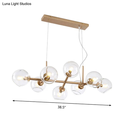 DecorBites™ Modern Gold Hanging Light Kit with Clear Glass Orb Shade - 8 Bulbs, Ideal for Dining Room or Island