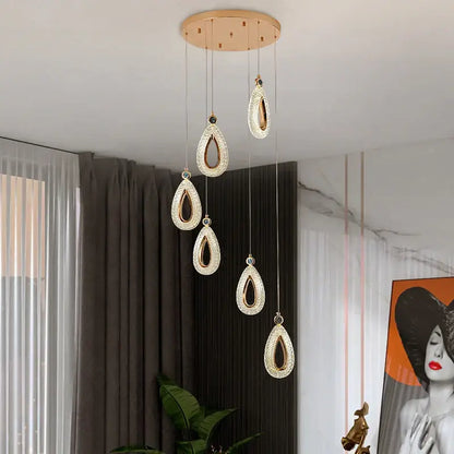 Modern gold heart led chandelier dining room crystal pendant light