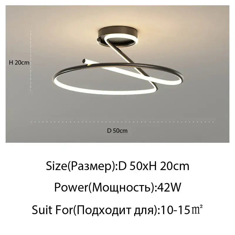 Modern gold heart line led chandelier bedroom ceiling light