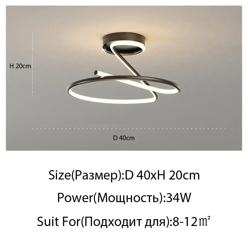 Modern gold heart line led chandelier bedroom ceiling light