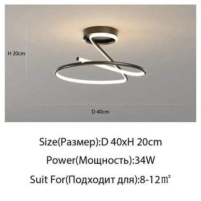 Modern gold heart line led chandelier bedroom ceiling light