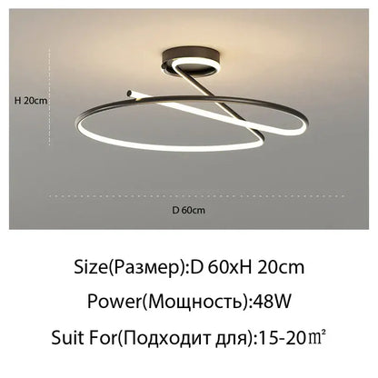 Modern gold heart line led chandelier bedroom ceiling light