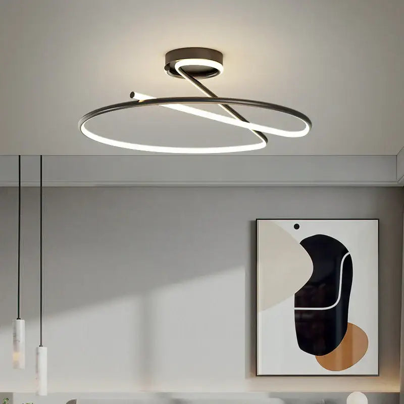 Modern gold heart line led chandelier bedroom ceiling light