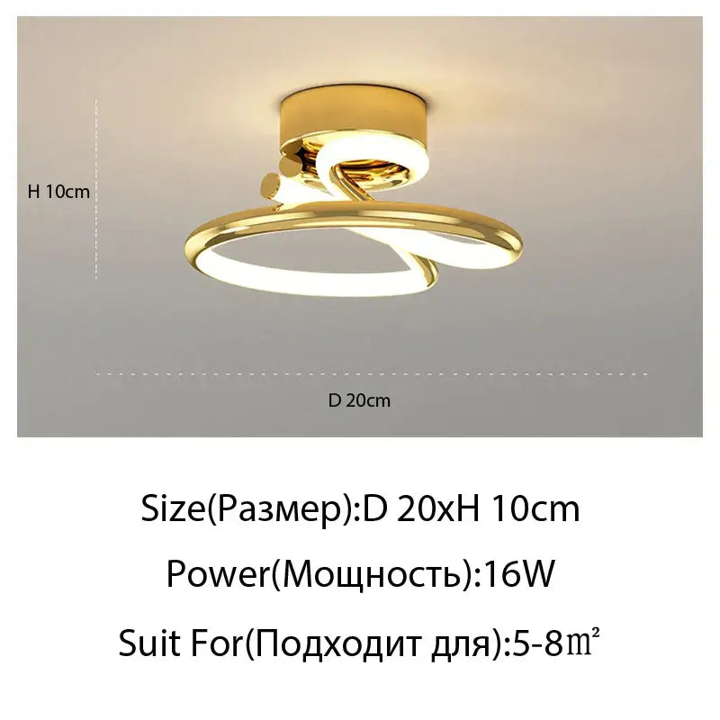 Modern gold heart line led chandelier bedroom ceiling light