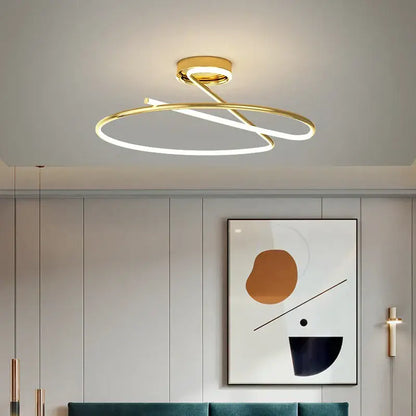 Modern gold heart line led chandelier bedroom ceiling light