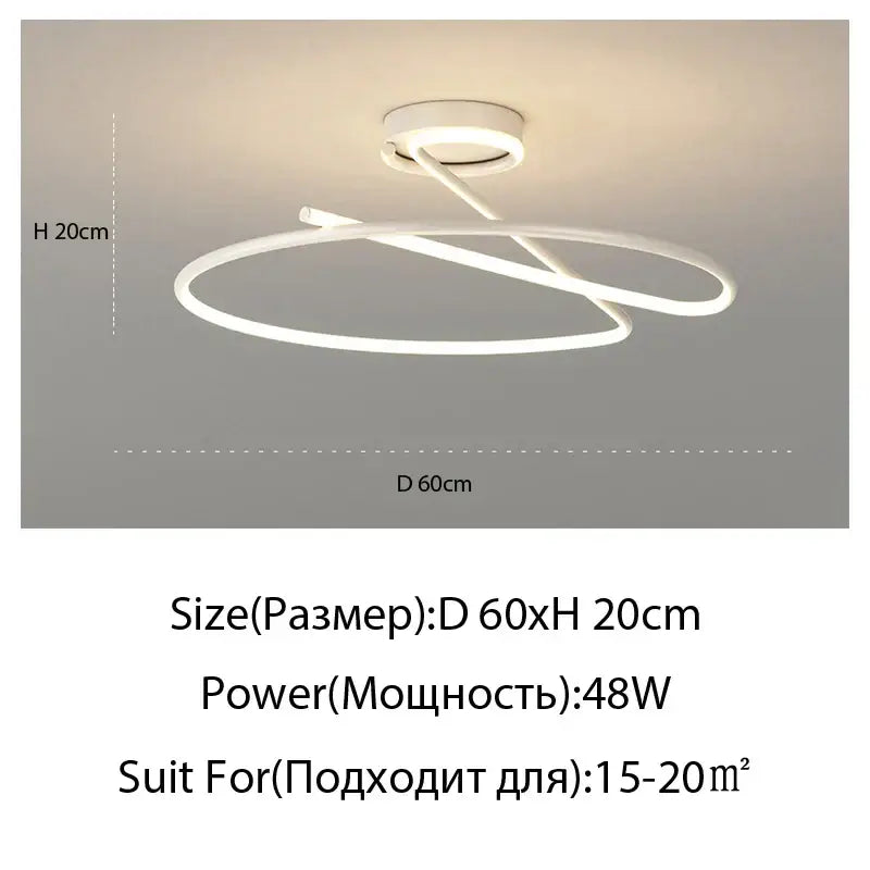 Modern gold heart line led chandelier bedroom ceiling light