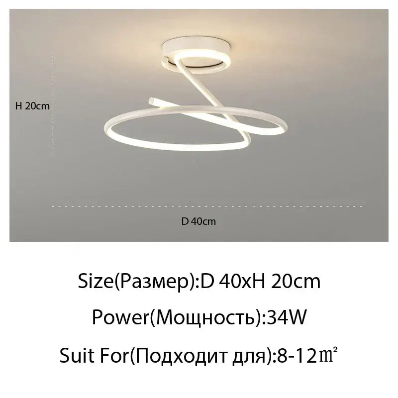 Modern gold heart line led chandelier bedroom ceiling light