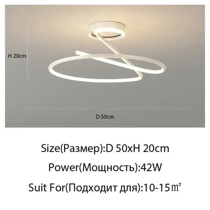 Modern gold heart line led chandelier bedroom ceiling light