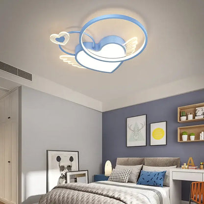 Modern gold heart shape led ceiling light bedroom with wings