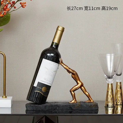 Modern gold hercules figurines wine rack dining room bottle stand