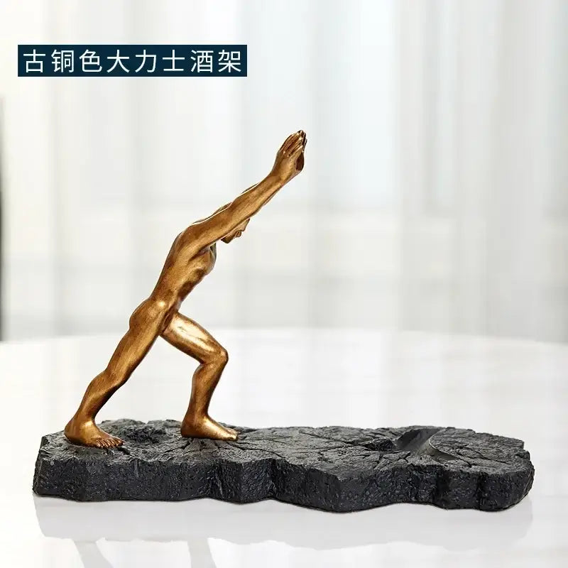 Modern gold hercules figurines wine rack dining room bottle stand