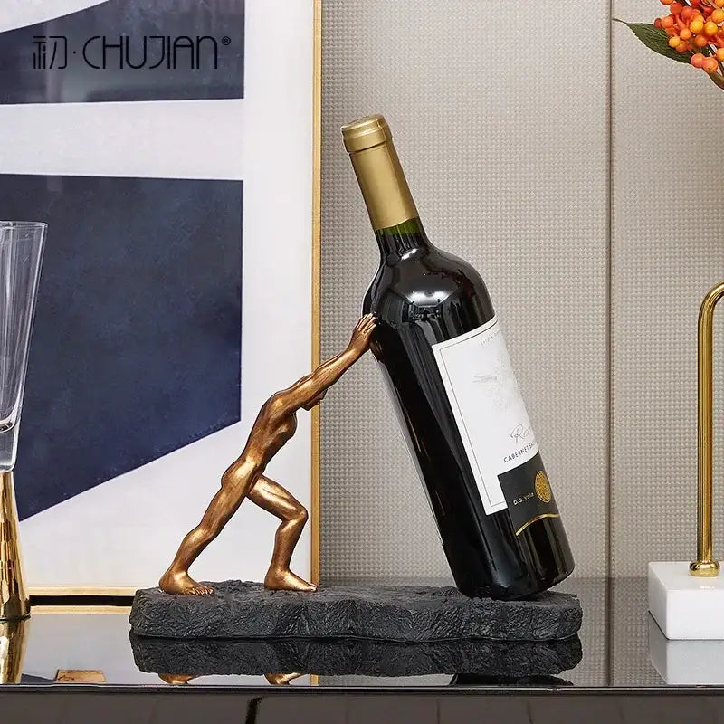 Modern gold hercules figurines wine rack dining room bottle stand