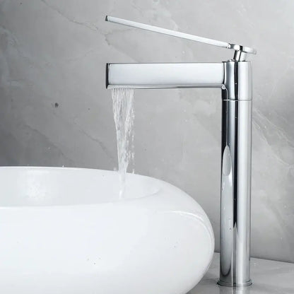 Modern gold high arc brass deck mounted basin faucet bathroom mixer