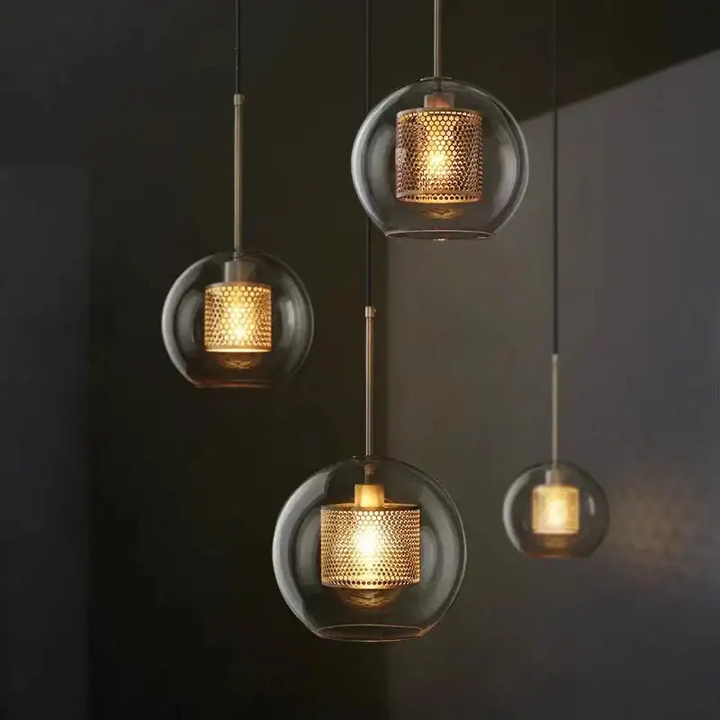 Modern gold honeycomb glass pendant lights dining room fixtures