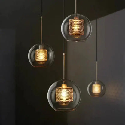 Modern gold honeycomb glass pendant lights dining room fixtures