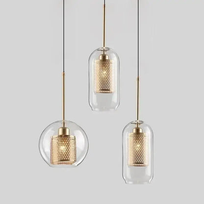 Modern gold honeycomb glass pendant lights dining room fixtures