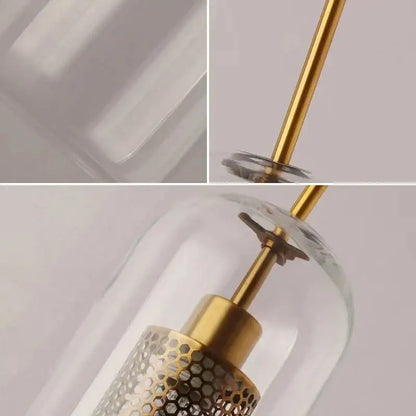 Modern gold honeycomb glass pendant lights dining room fixtures